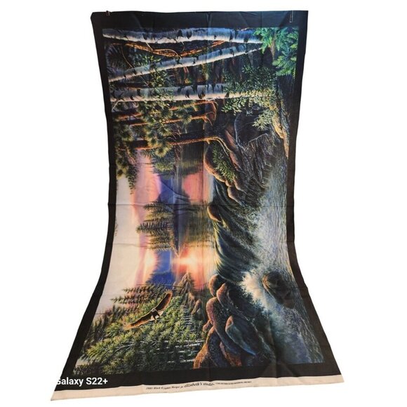 Elisabeths Studio Black 19001 James Meger Birch Fabric Panel 24x44 Eagle Bear Wi - Picture 2 of 8